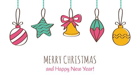 Merry Christmas and Happy New Year Greeting Card. Vector illustration Stockbilder - Microstock & Abonnement, Bildnummer: 400-08811904