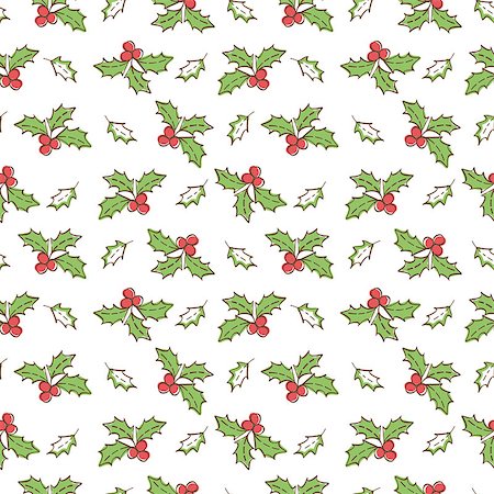 Christmas Mistletoe Seamless pattern background. Vector Illustration Stockbilder - Microstock & Abonnement, Bildnummer: 400-08811900