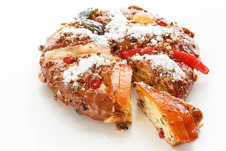 epiphany cake - Bolo Rei is a traditional portuguese Christmas cake made with candid fruit. Stock Photo - Budget Royalty-Free & Subscription, Code: 400-08811934