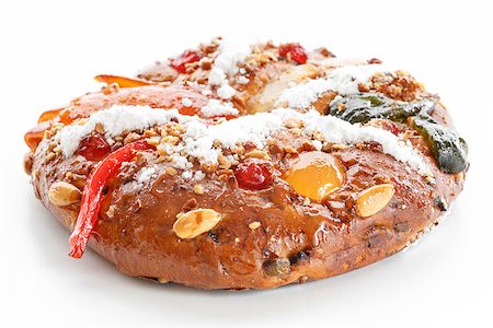 epiphany cake - Bolo Rei is a traditional portuguese Christmas cake made with candid fruit. Stock Photo - Budget Royalty-Free & Subscription, Code: 400-08811933
