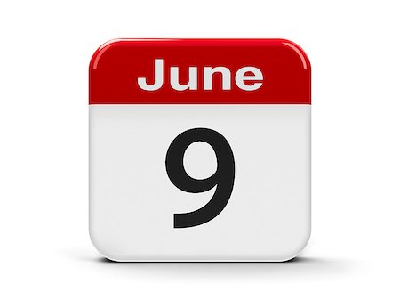 Calendar web button - The Ninth of June - International Friends Day and International Accreditation Day, three-dimensional rendering, 3D illustration Stock Photo - Budget Royalty-Free & Subscription, Code: 400-08811974
