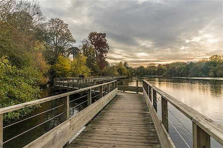 Footbridge on the Erdre river in autumn (Nantes, France) Stockbilder - Microstock & Abonnement, Bildnummer: 400-08812535