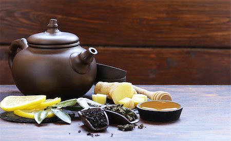 simsearch:400-08045087,k - Tea set with ginger, lemon and honey Stock Photo - Budget Royalty-Free & Subscription, Code: 400-08812758