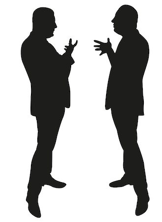 black silhouettes of two men standing and talking to each other Stock Photo - Budget Royalty-Free & Subscription, Code: 400-08812778