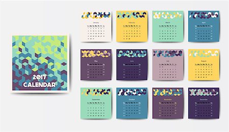 simsearch:400-08194861,k - Geometric 2017 year calendar in bright colors Fotografie stock - Microstock e Abbonamento, Codice: 400-08812898
