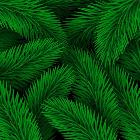 Elegant Christmas background seamless from green fir tree branches. Vector illustration for your design. Forest texture. Stock Photo - Budget Royalty-Free & Subscription, Code: 400-08812934