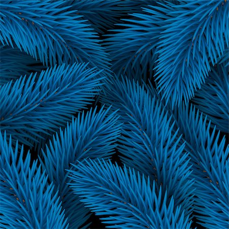 Elegant Christmas background. Blue vector illustration with fir branches for xmas design. Happy New Year Vector seamless pattern with pine branches. Forest texture. Stockbilder - Microstock & Abonnement, Bildnummer: 400-08812930