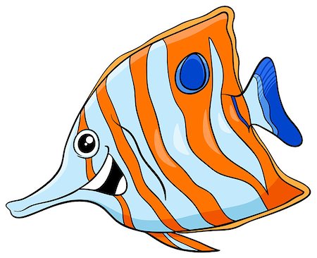 falterfisch - Cartoon Illustration of Sixspine or Butterfly Fish Exotic Sea Life Animal Character Photographie de stock - Aubaine LD & Abonnement, Code: 400-08813084