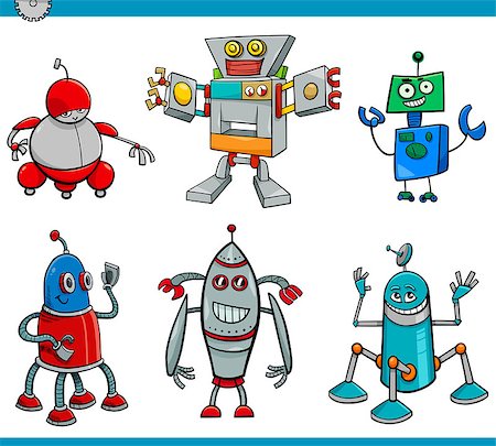 simsearch:400-08813093,k - Cartoon Illustration of Robot or Droid Fantasy Characters Set Stockbilder - Microstock & Abonnement, Bildnummer: 400-08813093