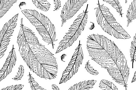 Feather seamless pattern for your design. Vector illustration Stock Photo - Budget Royalty-Free & Subscription, Code: 400-08813264