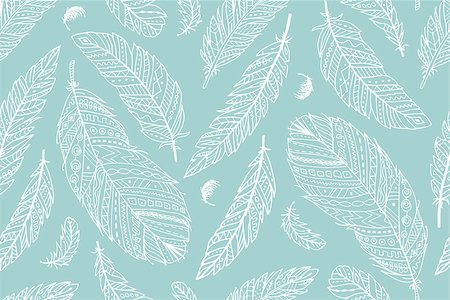 Feather seamless pattern for your design. Vector illustration Stock Photo - Budget Royalty-Free & Subscription, Code: 400-08813262
