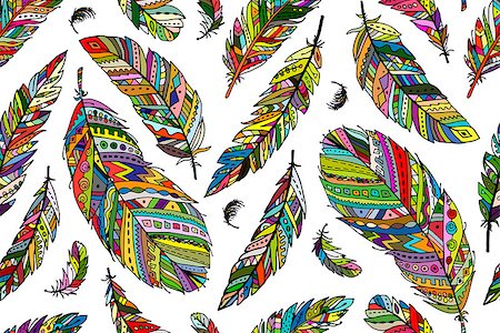 Feather seamless pattern for your design. Vector illustration Stock Photo - Budget Royalty-Free & Subscription, Code: 400-08813263