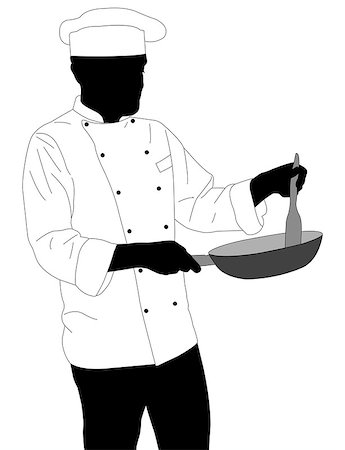 simsearch:400-04114281,k - chef preparing food in frying pan silhouette - vector Photographie de stock - Aubaine LD & Abonnement, Code: 400-08813488