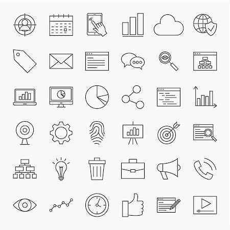 Web Development Line Icons Set. Vector Collection of Modern Thin Outline Search Engine Optimization Symbols. Stock Photo - Budget Royalty-Free & Subscription, Code: 400-08813621