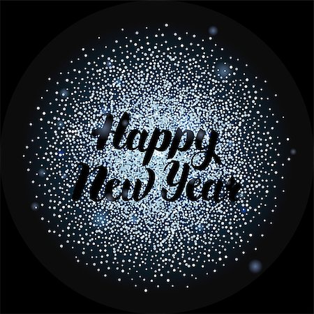 simsearch:400-08807089,k - Happy New Year Lettering over Silver. Vector Illustration of Calligraphy with Sparkle Decoration. Stockbilder - Microstock & Abonnement, Bildnummer: 400-08813641