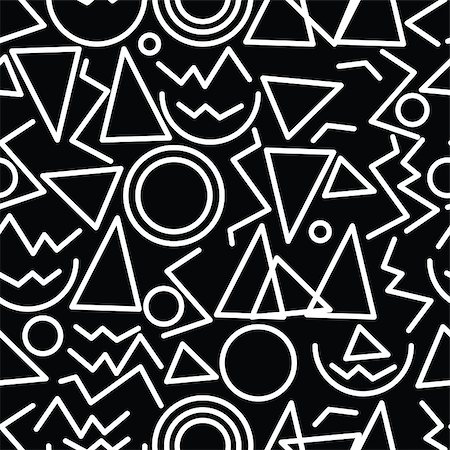 simsearch:400-08734089,k - Abstract geometric minimal seamless pattern. Black and white style pattern with chaotic shapes and lines. Vector Monochrome Background Stockbilder - Microstock & Abonnement, Bildnummer: 400-08813790