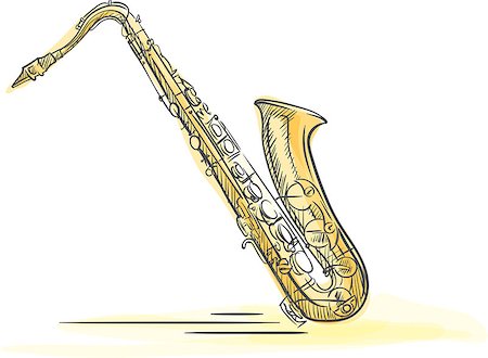 party sax images - The hand drawn saxophone. Saxophone made with watercolor brush strokes. Stock Photo - Budget Royalty-Free & Subscription, Code: 400-08813969