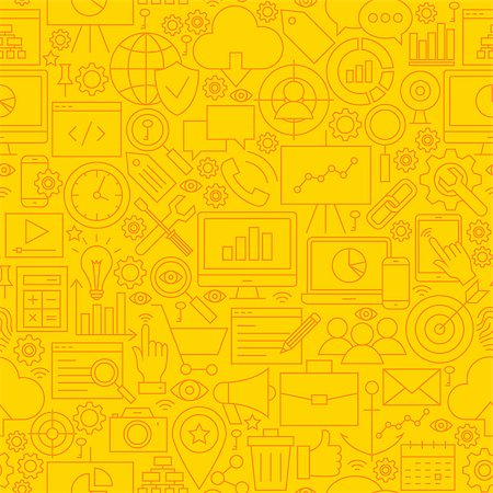 SEO Yellow Line Tile Pattern. Vector Illustration of Outline Seamless Background. Web Development. Stock Photo - Budget Royalty-Free & Subscription, Code: 400-08813997