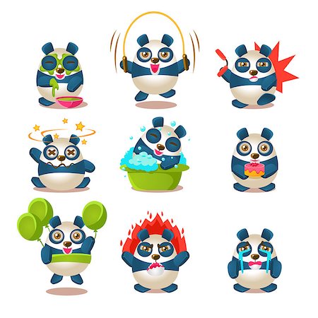 Cute Panda Emotions And Activities Collection With Humanized Cartoon Panda Character Doing Different Day-to-day Things. Colorfuk Isolated Vector Illustrations With Animal In Different Fantastic Situations Set. Stock Photo - Budget Royalty-Free & Subscription, Code: 400-08820008