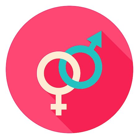 sexual equality - Sex Circle Icon. Flat Design Vector Illustration with Long Shadow. Happy Valentine Day Symbol. Foto de stock - Super Valor sin royalties y Suscripción, Código: 400-08820328