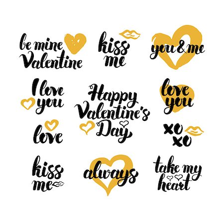 simsearch:400-08818102,k - Valentines Day Hand Drawn Quotes. Vector Illustration of Handwritten Lettering Love Design Elements. Stock Photo - Budget Royalty-Free & Subscription, Code: 400-08820364