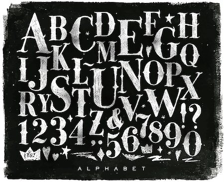 simsearch:400-08793224,k - Vintage gothic font in retro style drawing with chalk on chalkboard background Photographie de stock - Aubaine LD & Abonnement, Code: 400-08820396