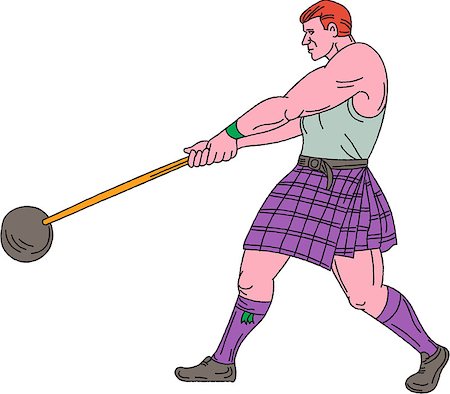 simsearch:400-08623964,k - Drawing sketch style illustration of a Scottish heavy event highland games athlete engaged in weight throw viewed from the side set on isolated white background. Foto de stock - Royalty-Free Super Valor e Assinatura, Número: 400-08820406
