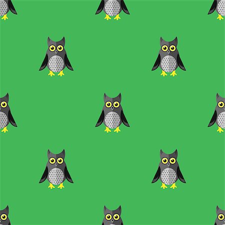 Cartoon Owl Seamless Pattern on Green Background Stock Photo - Budget Royalty-Free & Subscription, Code: 400-08820453