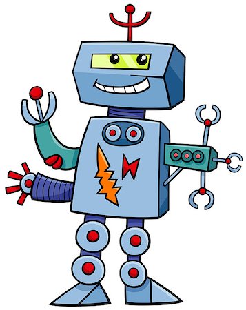 simsearch:400-08813093,k - Cartoon Illustration of Robot Science Fiction or Fantasy Character Stockbilder - Microstock & Abonnement, Bildnummer: 400-08820518