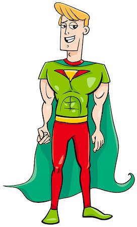 simsearch:400-06758626,k - Cartoon Illustration of Superhero Character or Man in Hero Costume Stockbilder - Microstock & Abonnement, Bildnummer: 400-08820524