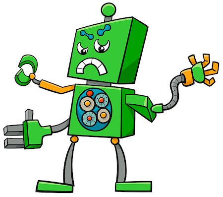 simsearch:400-08813093,k - Cartoon Illustration of Robot Science Fiction or Fantasy Character Stockbilder - Microstock & Abonnement, Bildnummer: 400-08820520