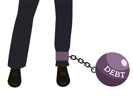 Weight of debt chained to businessman leg. Businessman corporate slavery concept. Stock Photo - Budget Royalty-Free & Subscription, Code: 400-08820548