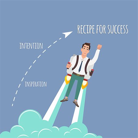 rocket flames - Flying businessman with jetpack. Startup illustration concept Stock Photo - Budget Royalty-Free & Subscription, Code: 400-08820556