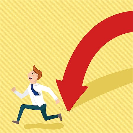simsearch:400-06477542,k - Business man escapes from falling arrow. Business concept in bankruptcy or going down economy Stockbilder - Microstock & Abonnement, Bildnummer: 400-08820559