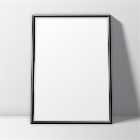simsearch:400-08752677,k - Blank white paper poster in thin black frame standing on floor. Poster mock-up template Stock Photo - Budget Royalty-Free & Subscription, Code: 400-08820586