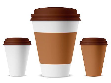 simsearch:400-08978724,k - White and brown paper coffee cup with empty space. Branding mockup or template object Photographie de stock - Aubaine LD & Abonnement, Code: 400-08820588