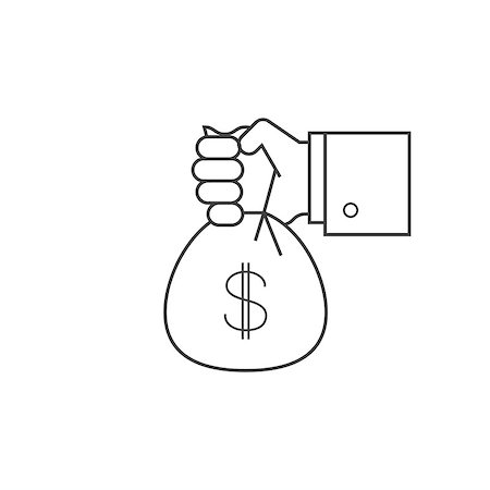 Hand with bag of money line icon on white background Photographie de stock - Aubaine LD & Abonnement, Code: 400-08834091