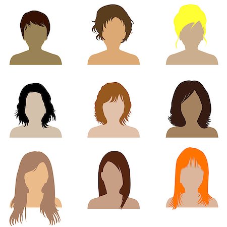 simsearch:400-07954648,k - Collection of women with different types of hairstyle Stock Photo - Budget Royalty-Free & Subscription, Code: 400-08834152