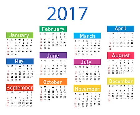 Calendar for 2017 Stock Photo - Budget Royalty-Free & Subscription, Code: 400-08834169