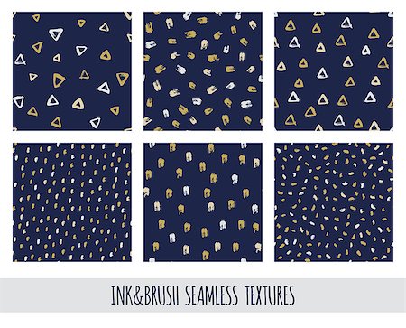 simple background designs to draw - Set of seamless vector free hand doodle textures, dry brush ink art. Vector illustration. Stock Photo - Budget Royalty-Free & Subscription, Code: 400-08834200