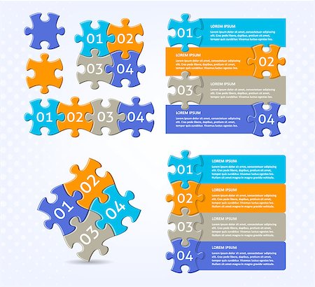 simsearch:400-08096963,k - Trendy vector infographic puzzle designs with numbered options Fotografie stock - Microstock e Abbonamento, Codice: 400-08834210