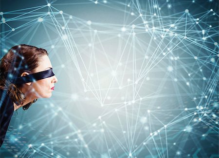 Woman blindfolded in a interconnection spheres connected each other. System of social network concept Stock Photo - Budget Royalty-Free & Subscription, Code: 400-08834375