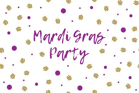 Mardi gras greeting card with text, violet and gold dots. Inscription - Mardi Gras Party Stock Photo - Budget Royalty-Free & Subscription, Code: 400-08834446