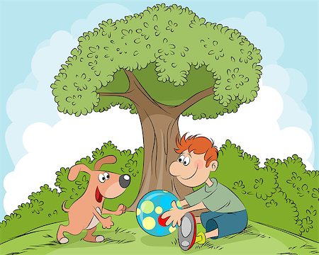 Vector illustration of a boy playing with dog Stock Photo - Budget Royalty-Free & Subscription, Code: 400-08834454