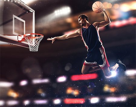 simsearch:400-09032434,k - Player throws the ball in the basket in the stadium full of spectators Stockbilder - Microstock & Abonnement, Bildnummer: 400-08834493