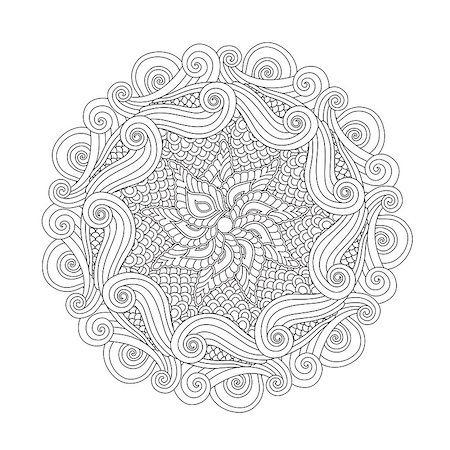 Graphic Abstract Mandala. Zentangle inspired style. Coloring book page for adults and older children. Art vector illustration Stock Photo - Budget Royalty-Free & Subscription, Code: 400-08834531