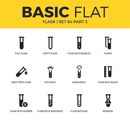 Basic set of full flask, explosive and warning icons. Modern flat pictogram collection. Vector material design concept, web symbols and logo concept. Stock Photo - Budget Royalty-Free & Subscription, Code: 400-08834591