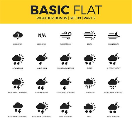 sleet - Basic set of light rain, night downpour and rain with lightning icons. Modern flat pictogram collection. Vector material design concept, web symbols and logo concept. Stock Photo - Budget Royalty-Free & Subscription, Code: 400-08834646
