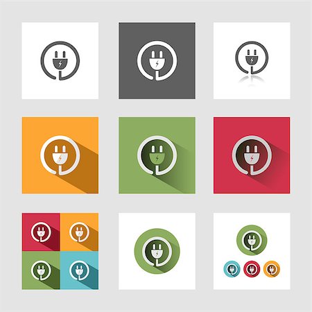 electrocuted - Plug icon in different versions Stock Photo - Budget Royalty-Free & Subscription, Code: 400-08834693