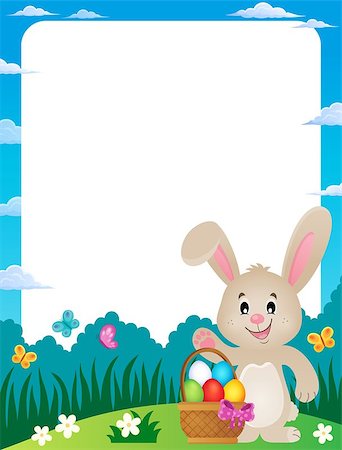 simsearch:400-09098381,k - Frame with Easter basket and bunny 3 - eps10 vector illustration. Stock Photo - Budget Royalty-Free & Subscription, Code: 400-08834724